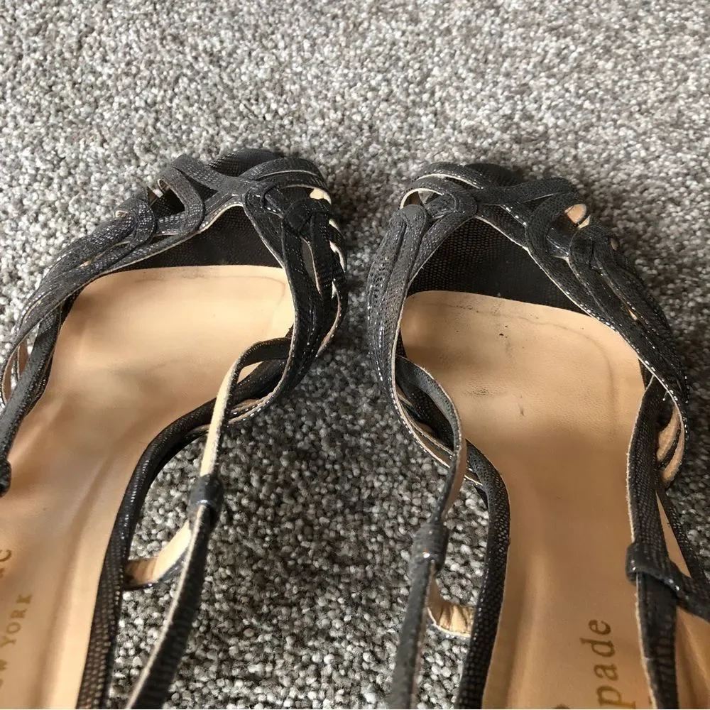KATE SPADE NEW YORK MADE IN ITALY GLITTERY HEELS SILVER SIZE 8.5